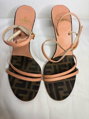 Vintage Fendi Zucca Strappy Sandals